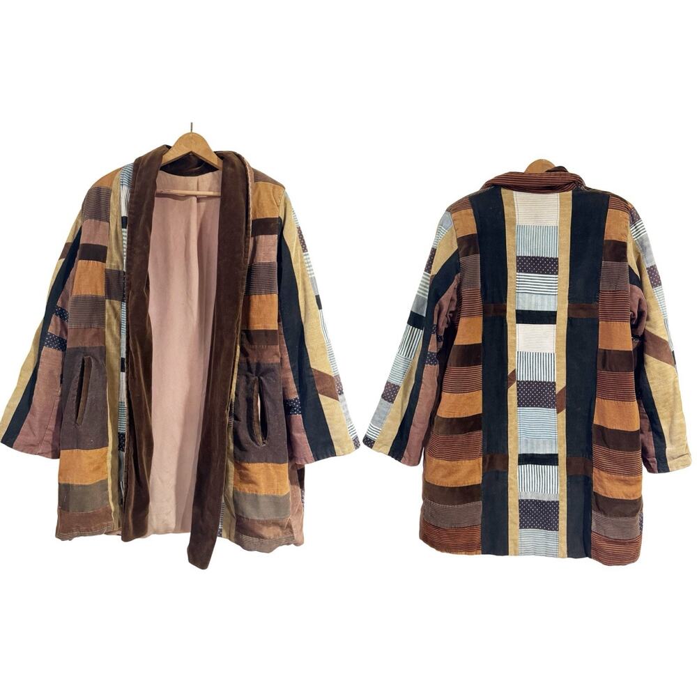 Vintage OOAK Patchwork Corduroy Jacket Handmade Festival Streetwear